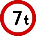 Znak B-18 zakaz wjazdu pojazd&oacute;w o rzeczywistej masie całkowitej ponad ... t