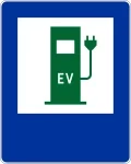 Znak D-23c punkt ładowania pojazd&oacute;w elektrycznych lub hybrydowych