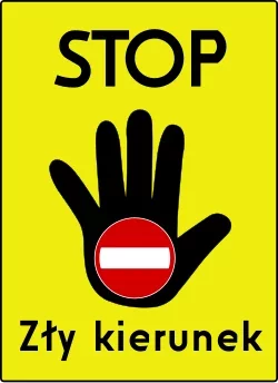Znak F-24 zły kierunek